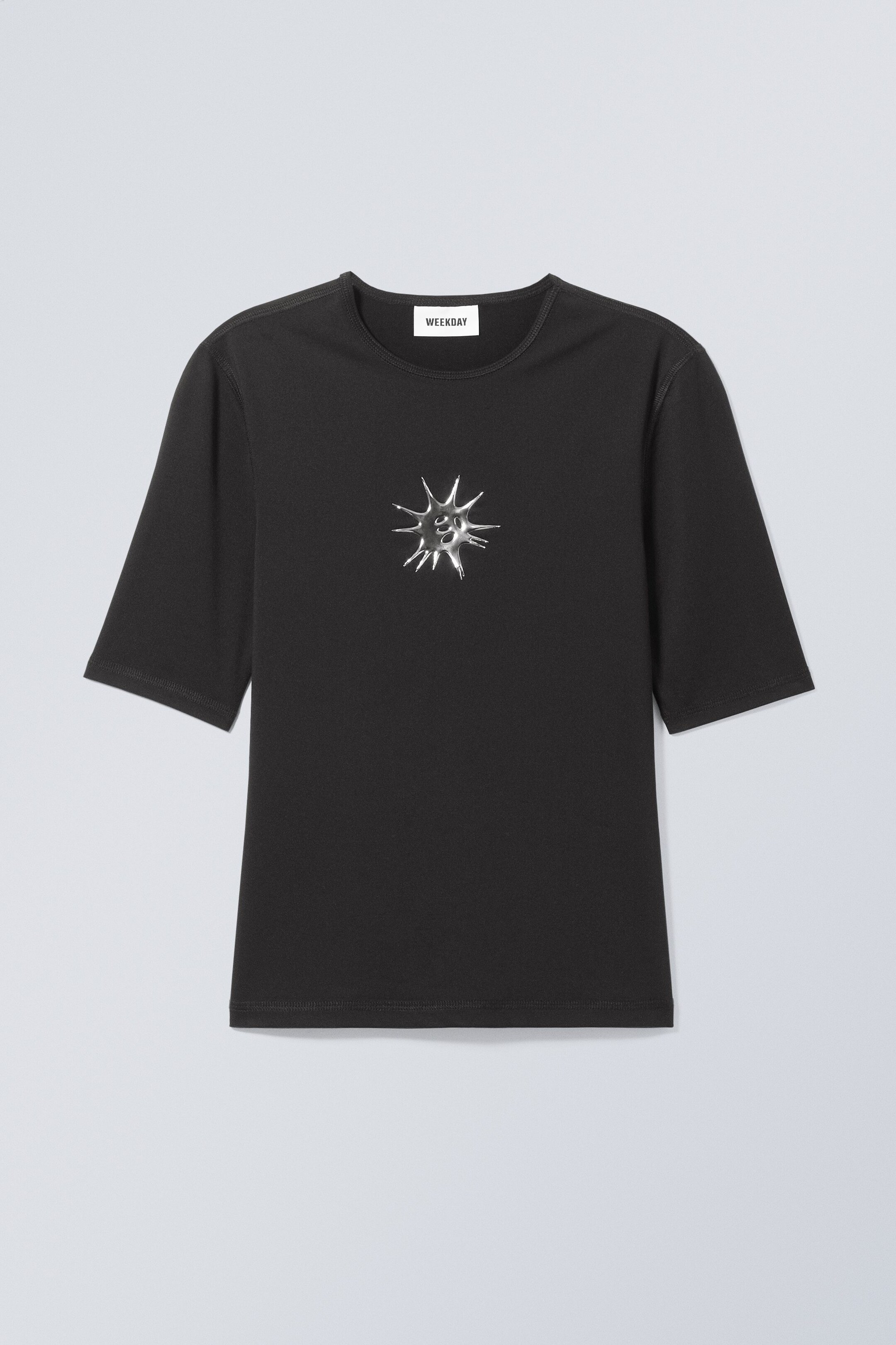 Schwarz - T-Shirt Trinity mit Metall-Print - 0