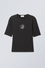 Schwarz - T-Shirt Trinity mit Metall-Print - 0