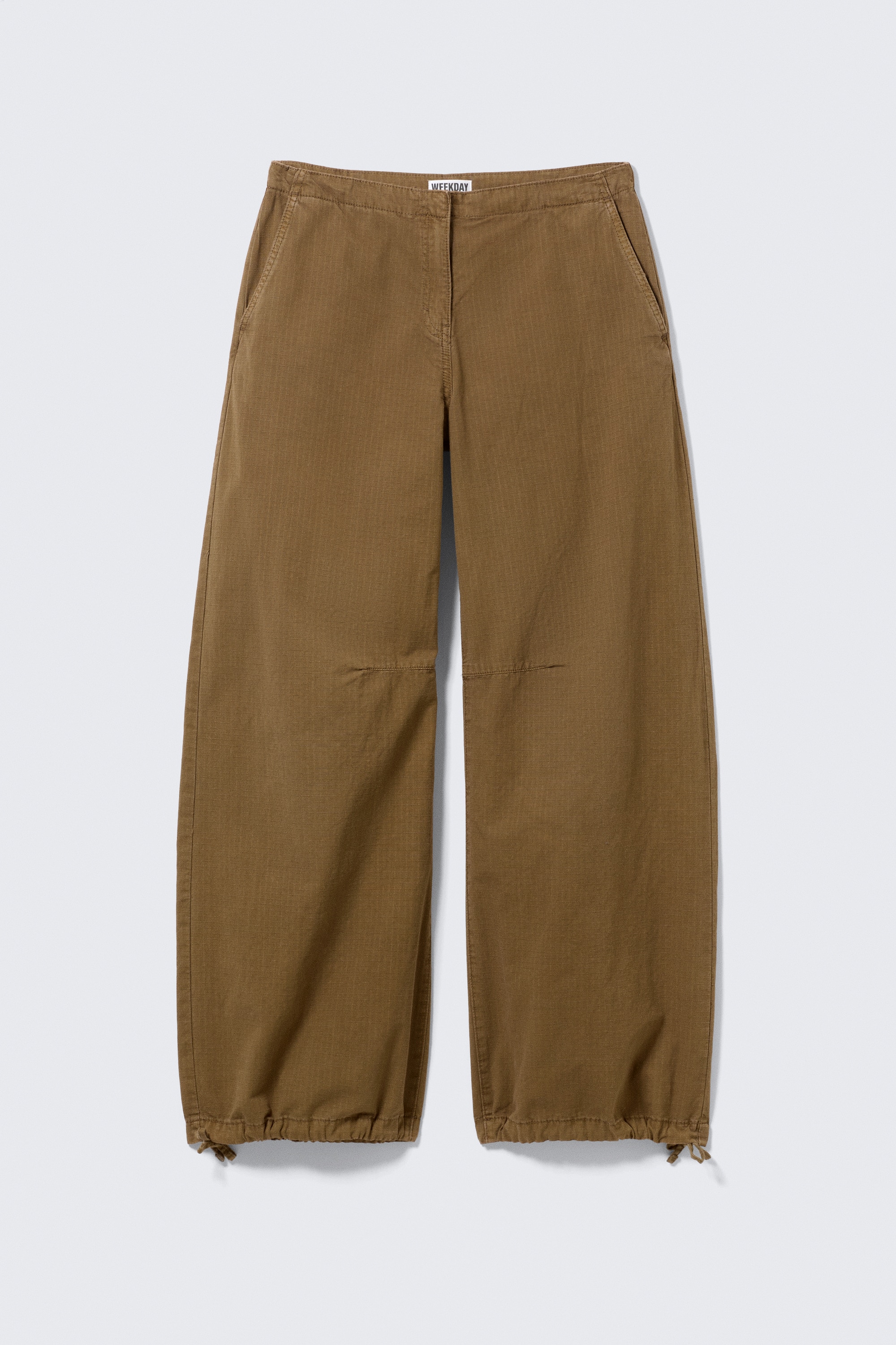 Low Rise Baggy Ripstop Trousers - Dark Khaki/Dark Grey/Beige