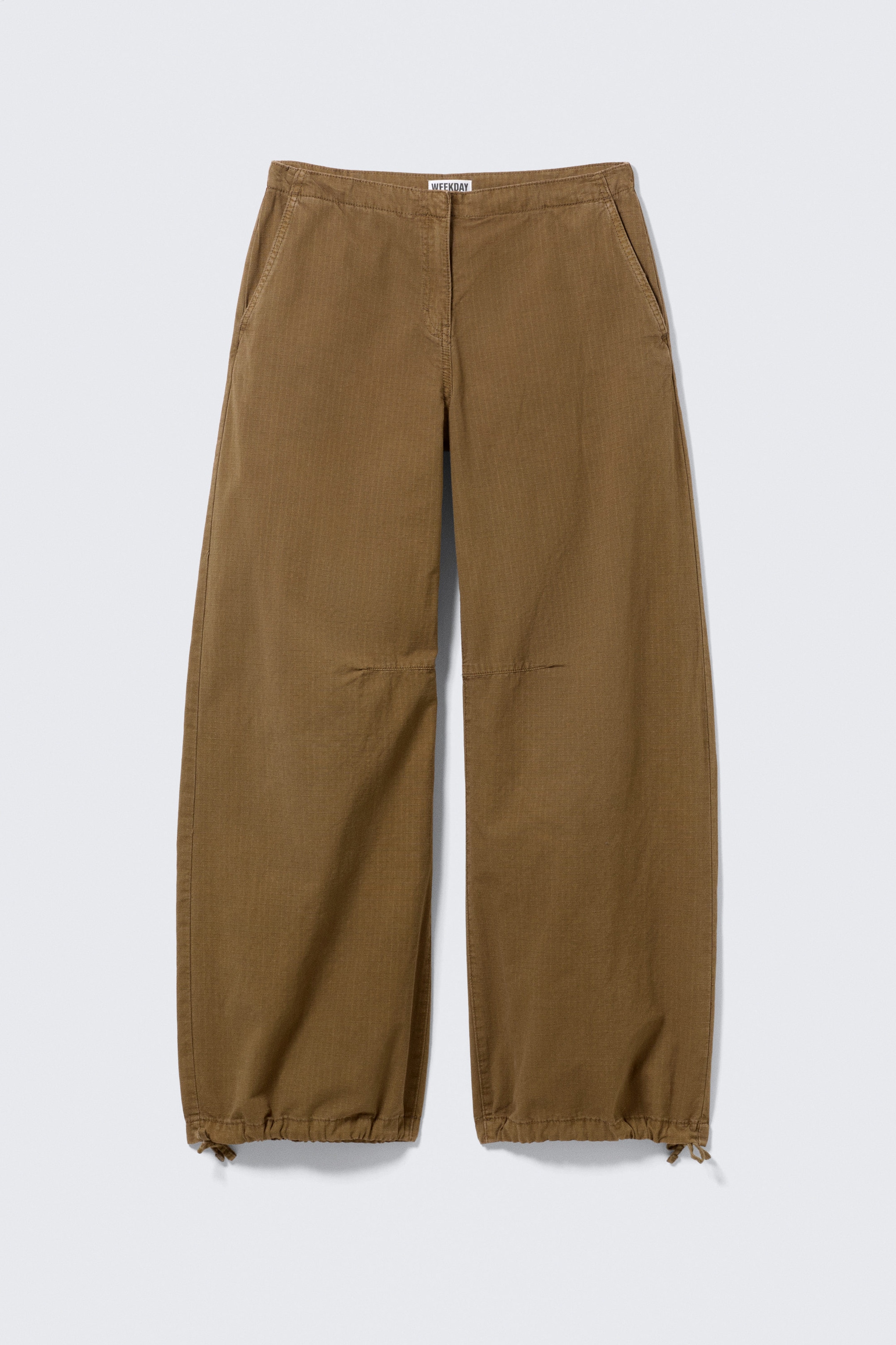 Donker kaki - Baggy ripstop broek met lage taille - 3