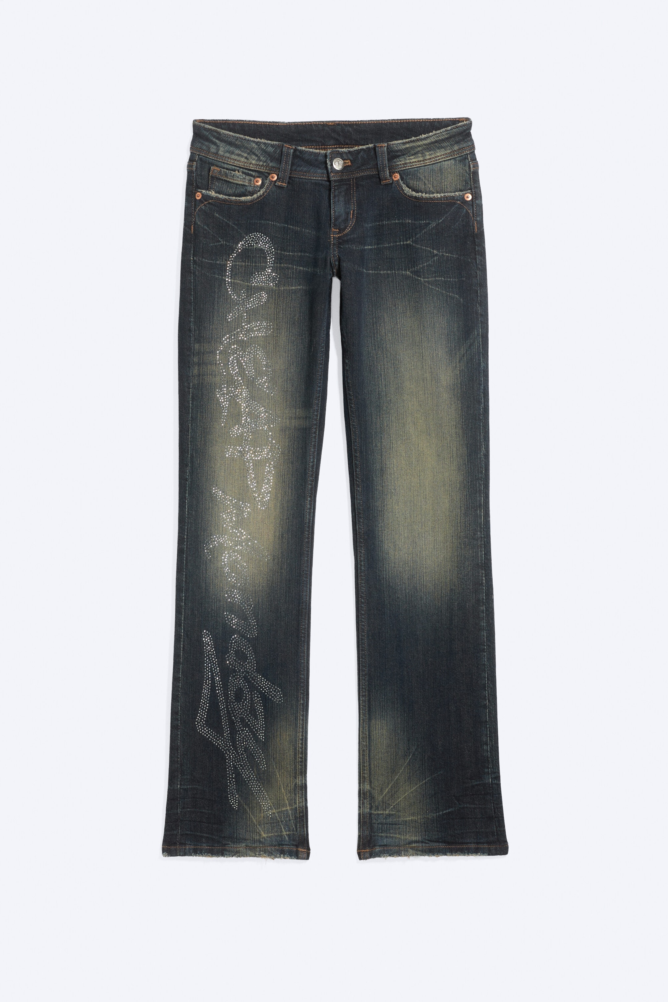 Calcite Blue - Dunkelblau - RIOT LOW WAIST RHINESTONE BOOTCUT JEANS - 6