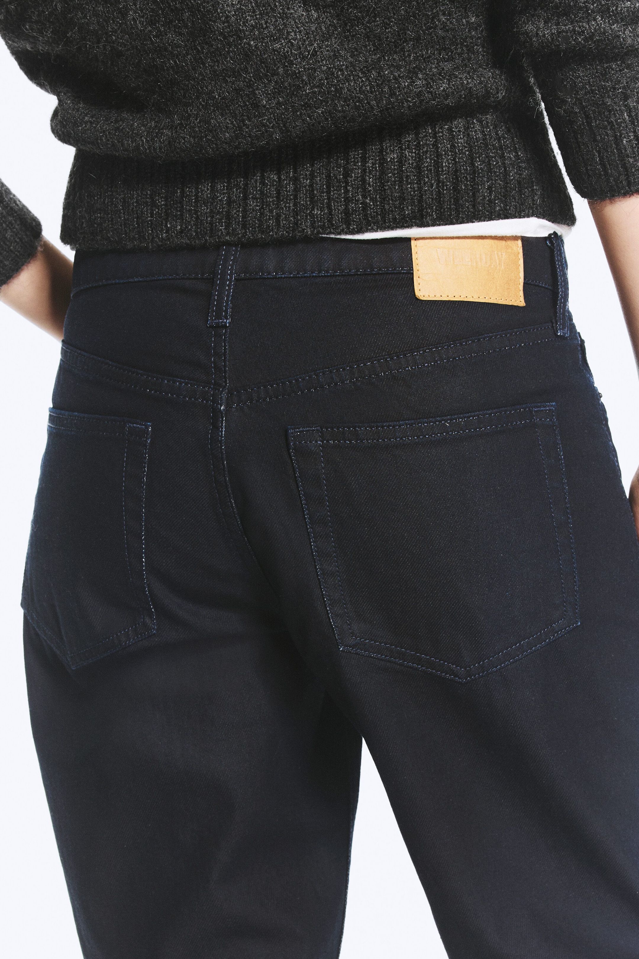 Indigo Coating - Mørk Blå - Laika Belagt Rett Jeans med Mellomhøy Midje - 4