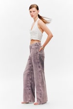 Dusty Purple - High Waisted Barrel Leg Jeans - 3