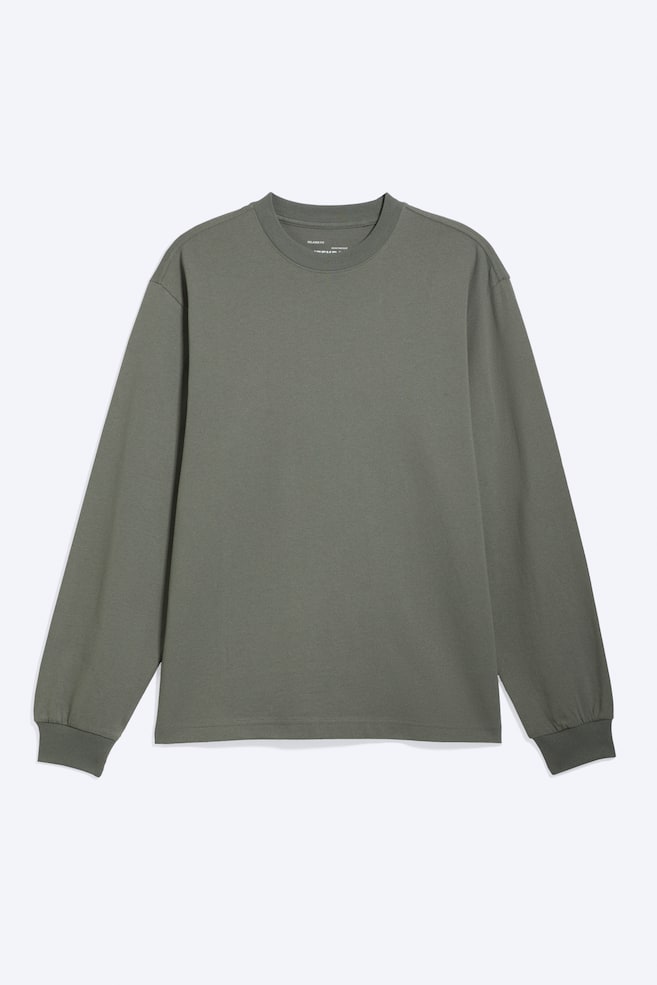T-shirt a maniche lunghe Relaxed - Verde kaki polvere/Nero/Bianco/Marrone scuro/Nero/Grigio scuro - 1