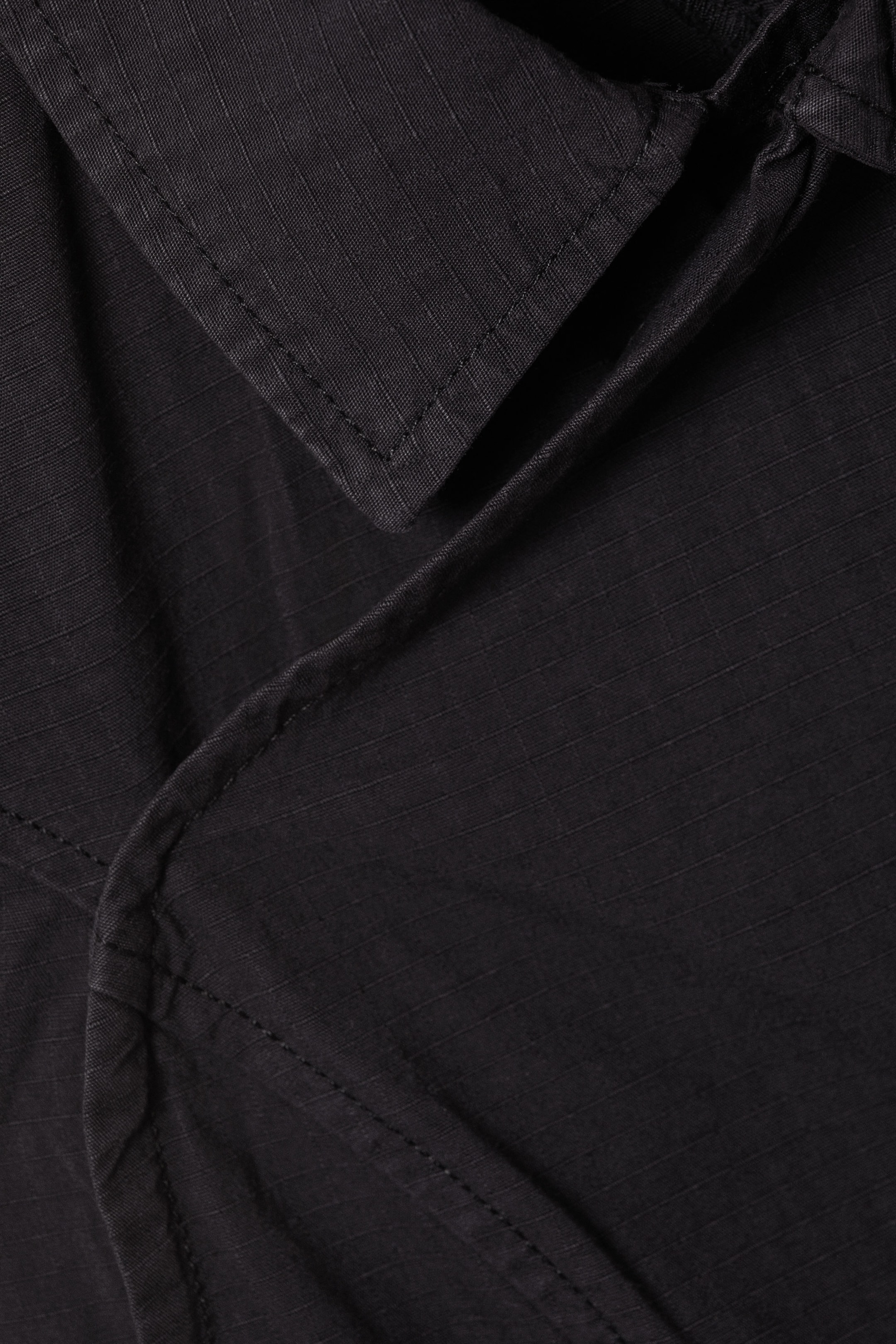 Black - Cap-Sleeved Asymmetric Ripstop Top - 2