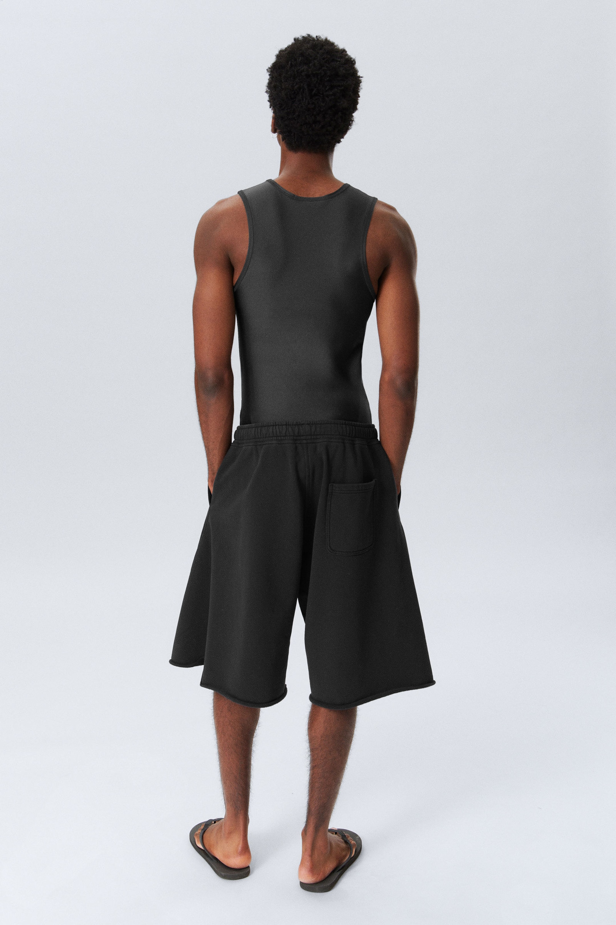 Dunkelgrau verwaschen - Lockere knielange Jersey-Shorts - 7