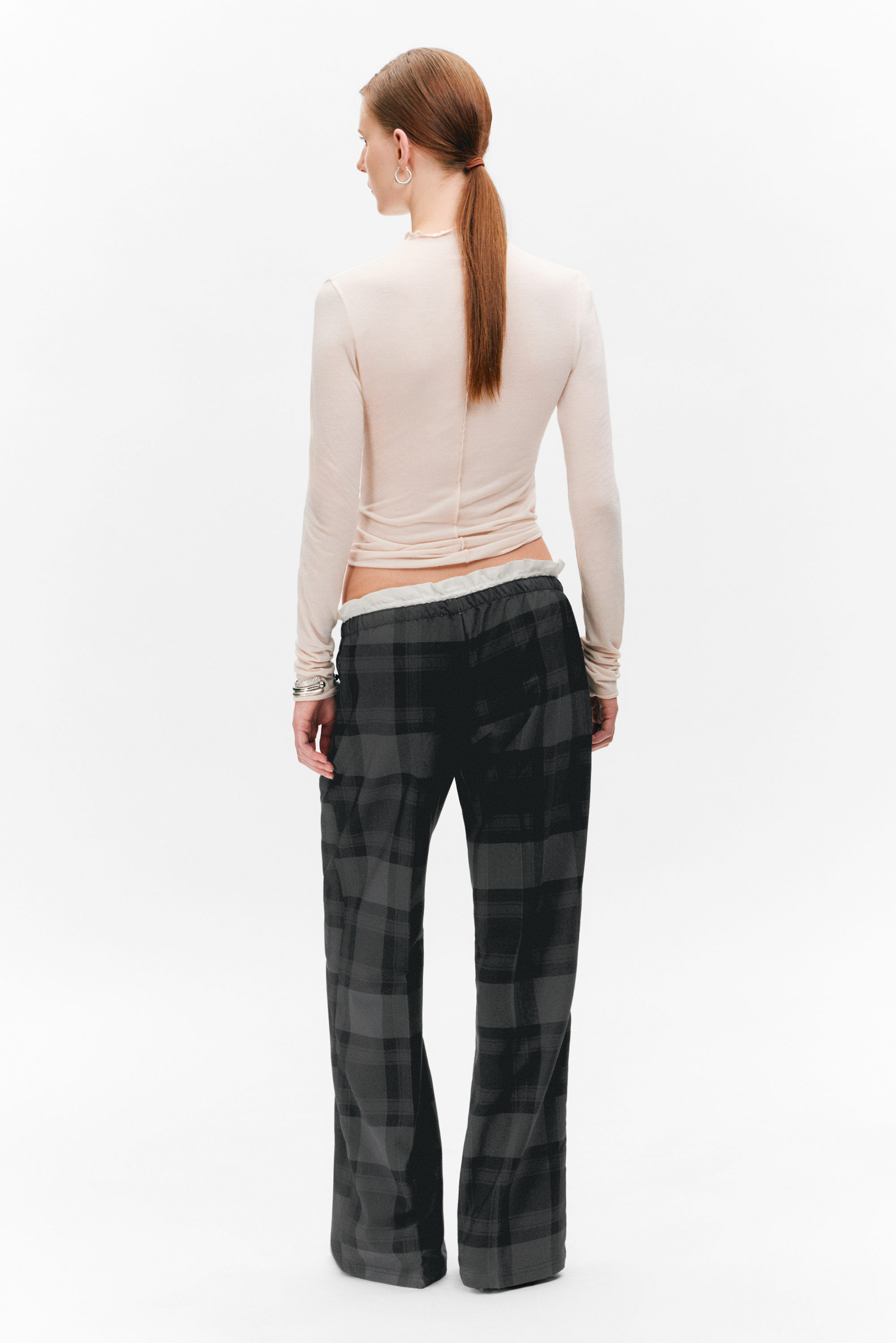 Dark Grey - Pull-On Mid-Rise Suiting Trousers - 3