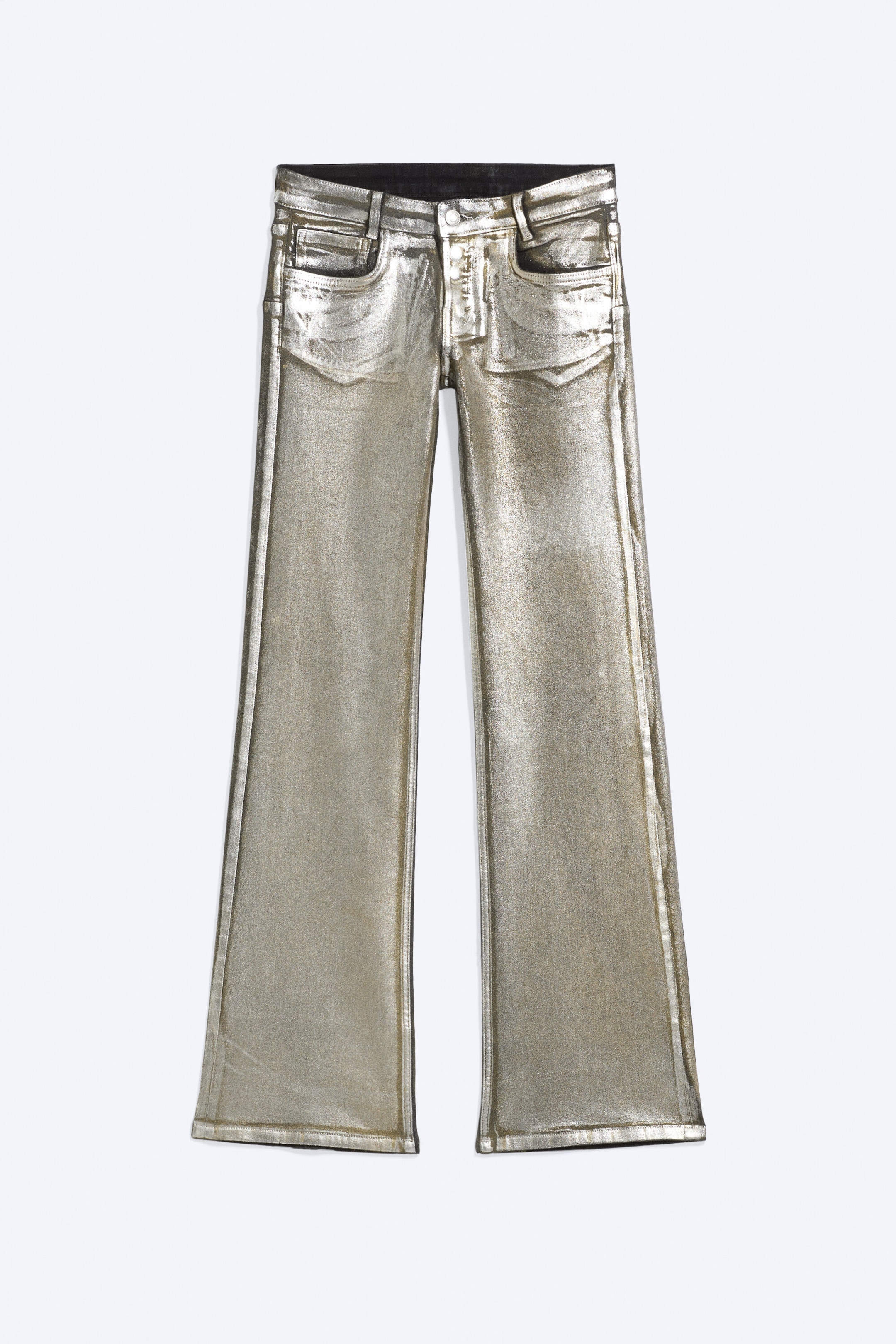 Silber/Gold beschichtet - Low Waist Coated Bootcut Jeans - 1