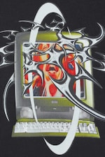 Noir ordi tribal - T-shirt oversize à imprimé graphique - 1