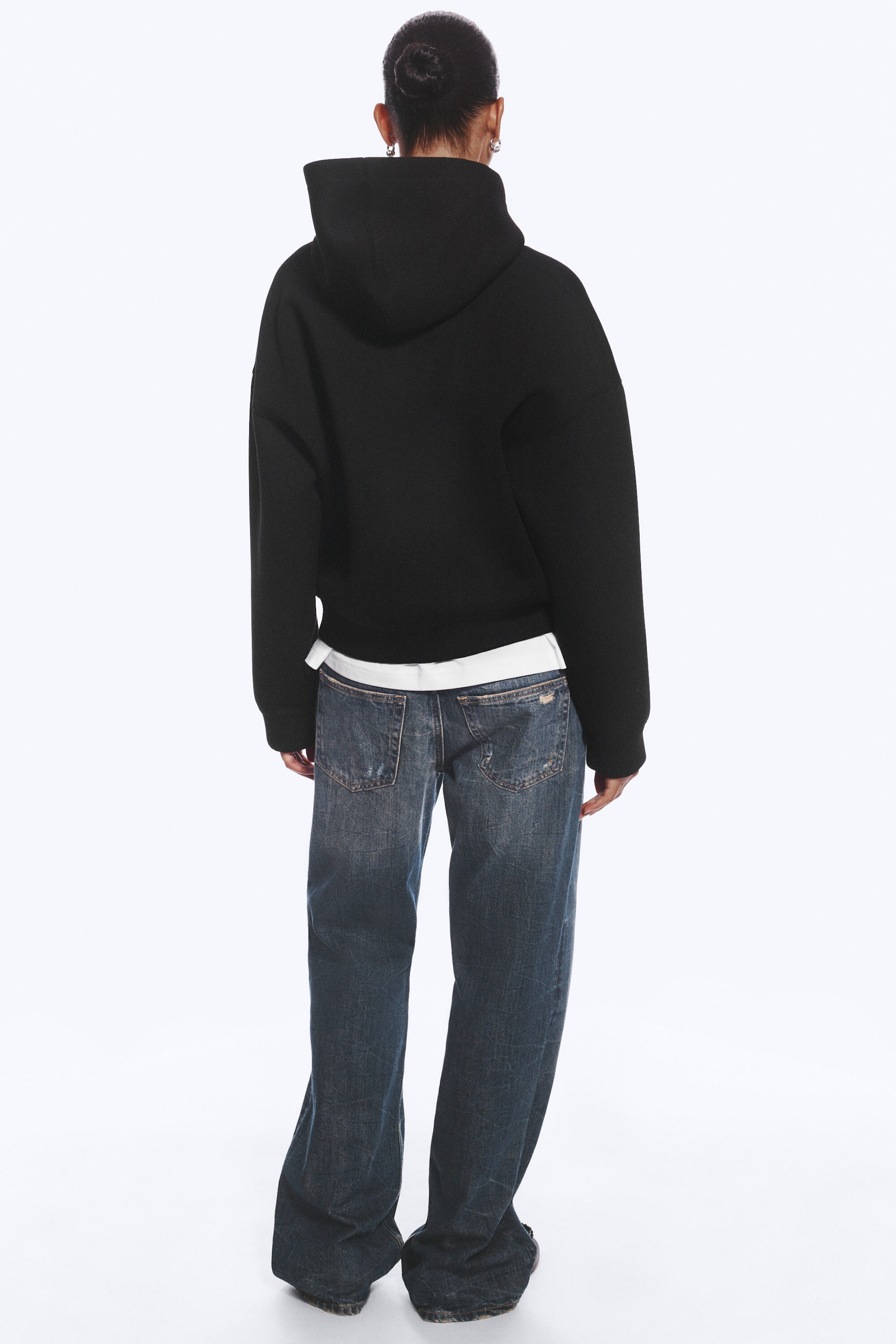 Black - Oversized Scuba Zip-Hoodie - 2