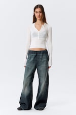 White - Slim Long-Sleeved Henley Top - 1