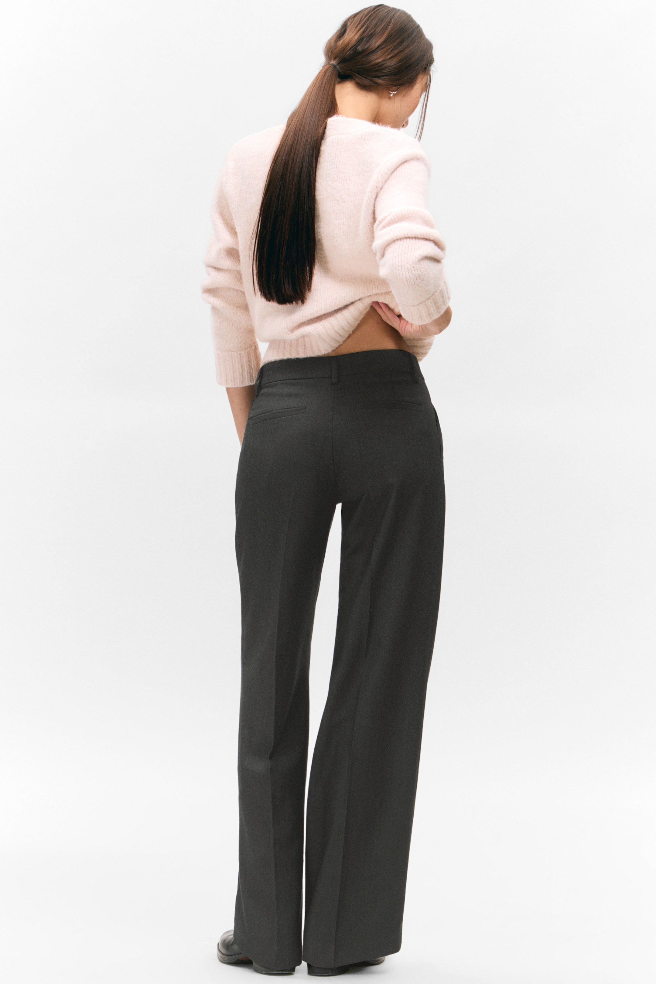 Dark Grey Melange - Low Rise Suiting Trousers - 3