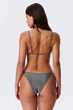 Dark Grey - Glitter - Printed Triangle Bikini Top - 2