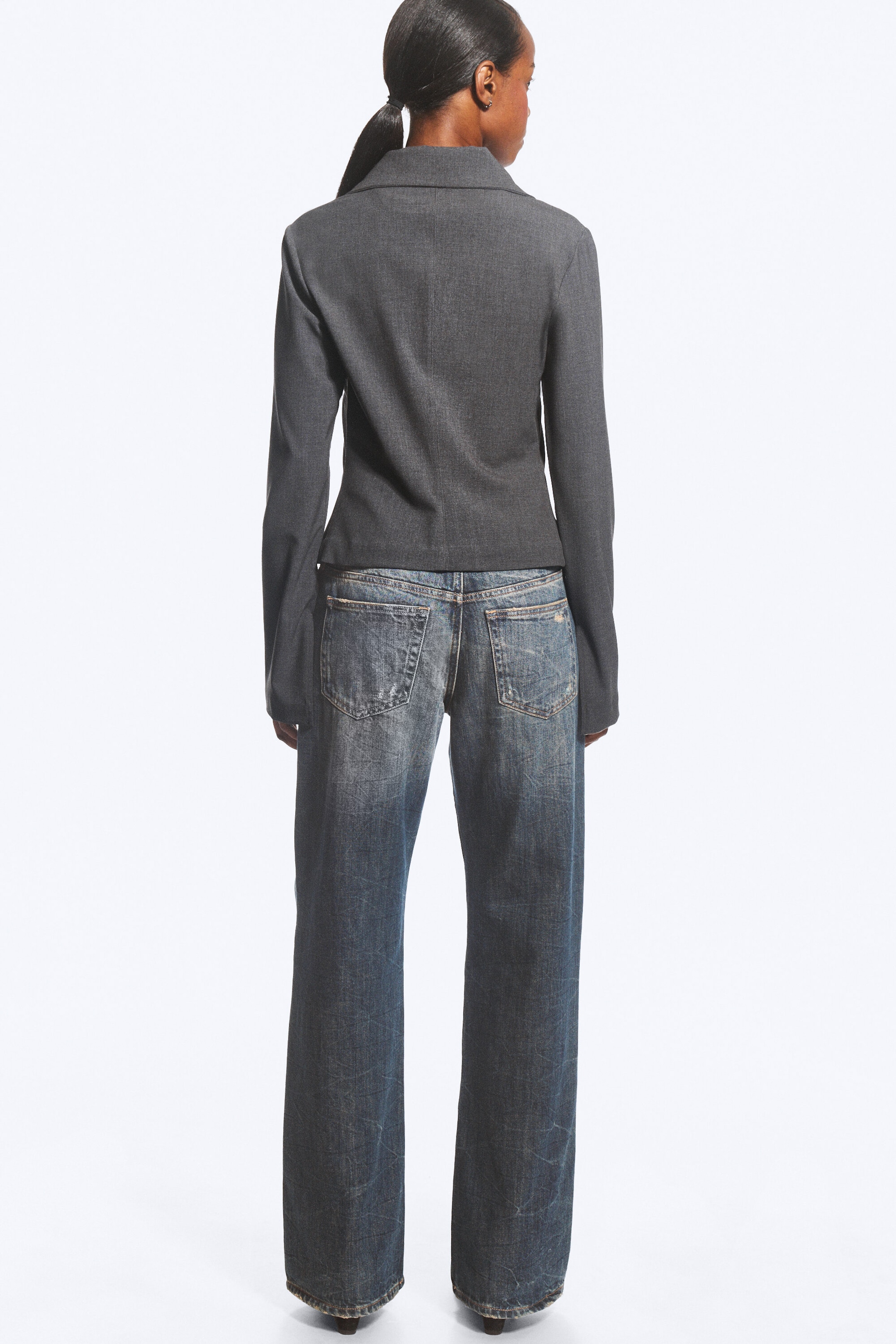 Dark Grey Melange - Slim Long-Sleeved Zip Shirt - 6