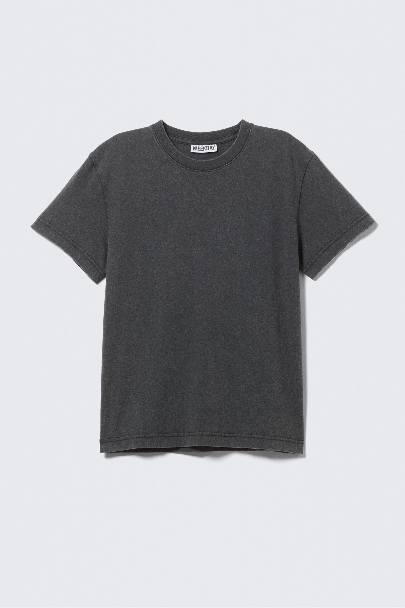 Shrunken Short-Sleeved Cotton T-shirt - Washed Black/White - 2