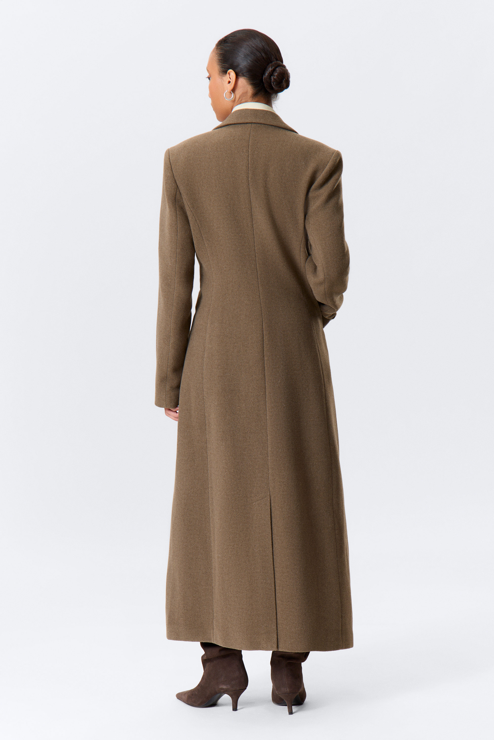 Medium Brown - Long Fitted Single-Breasted Suiting Coat - 6