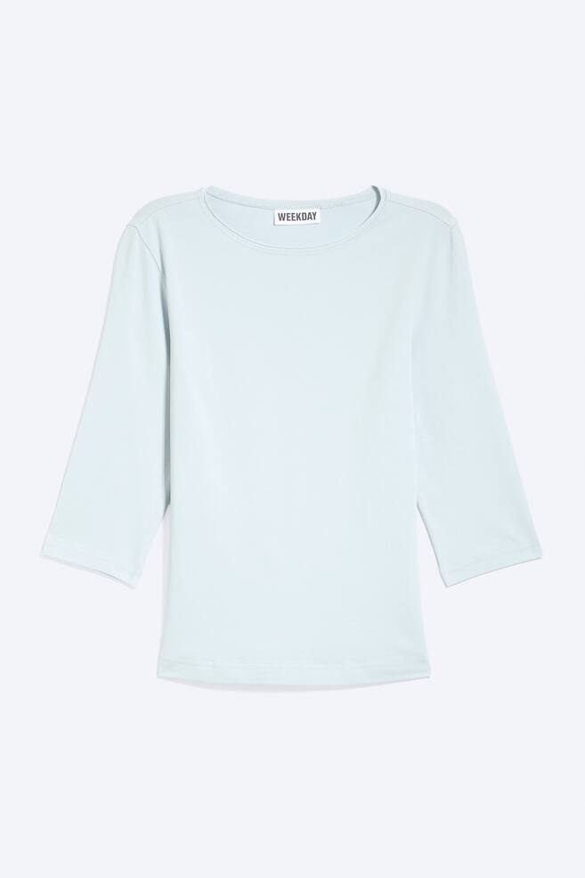 Dopasowany top z rękawem 3/4 - Jasny zakurzony błękit/Biały/Striped Dusty Blue/Czarny/Dark Lilac - 1