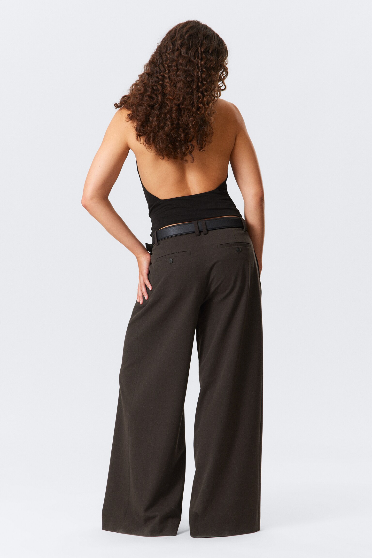 Draped Halter Jersey Top - Black/White - 4