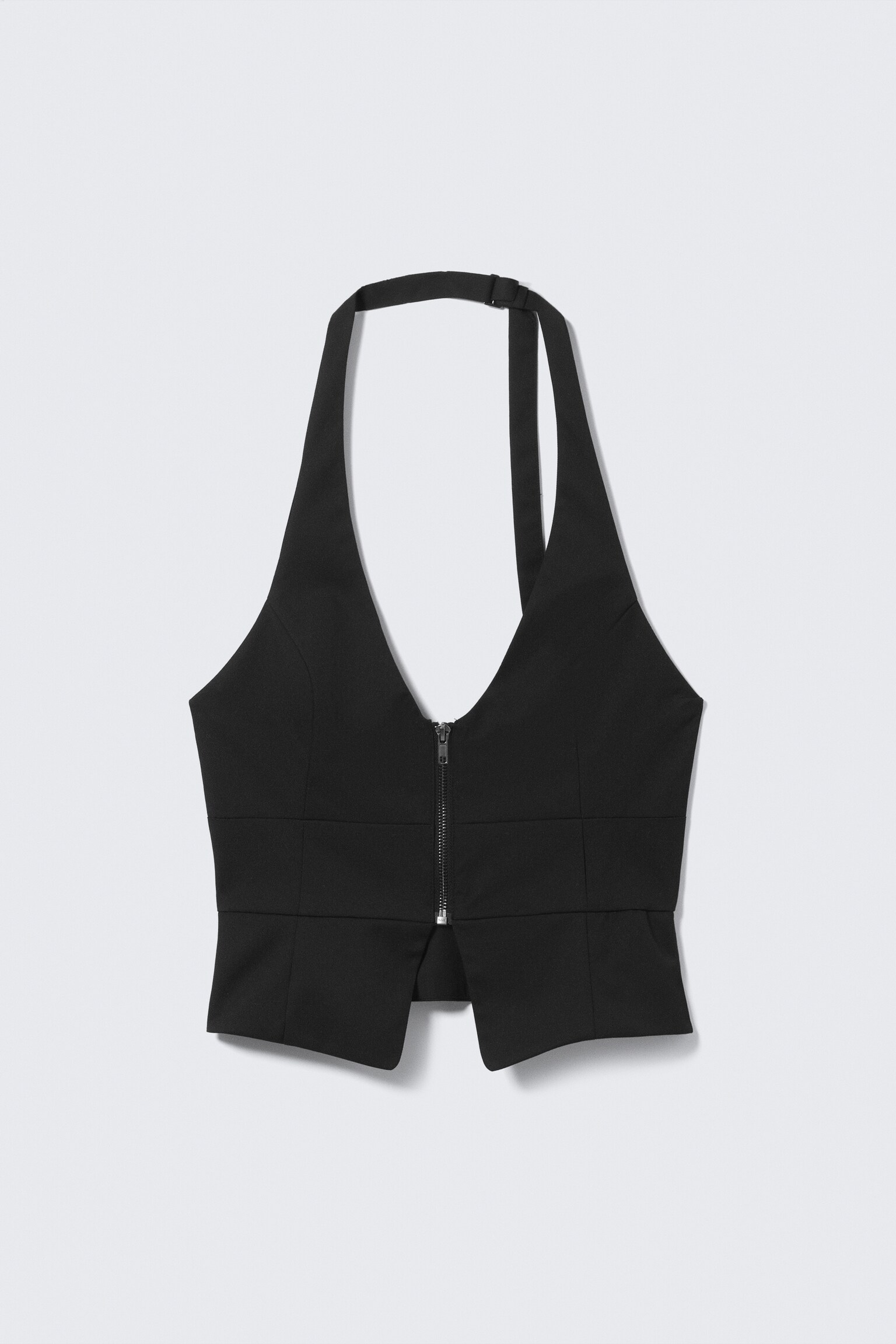 Structured Halter Zip Waistcoat - Black - 2