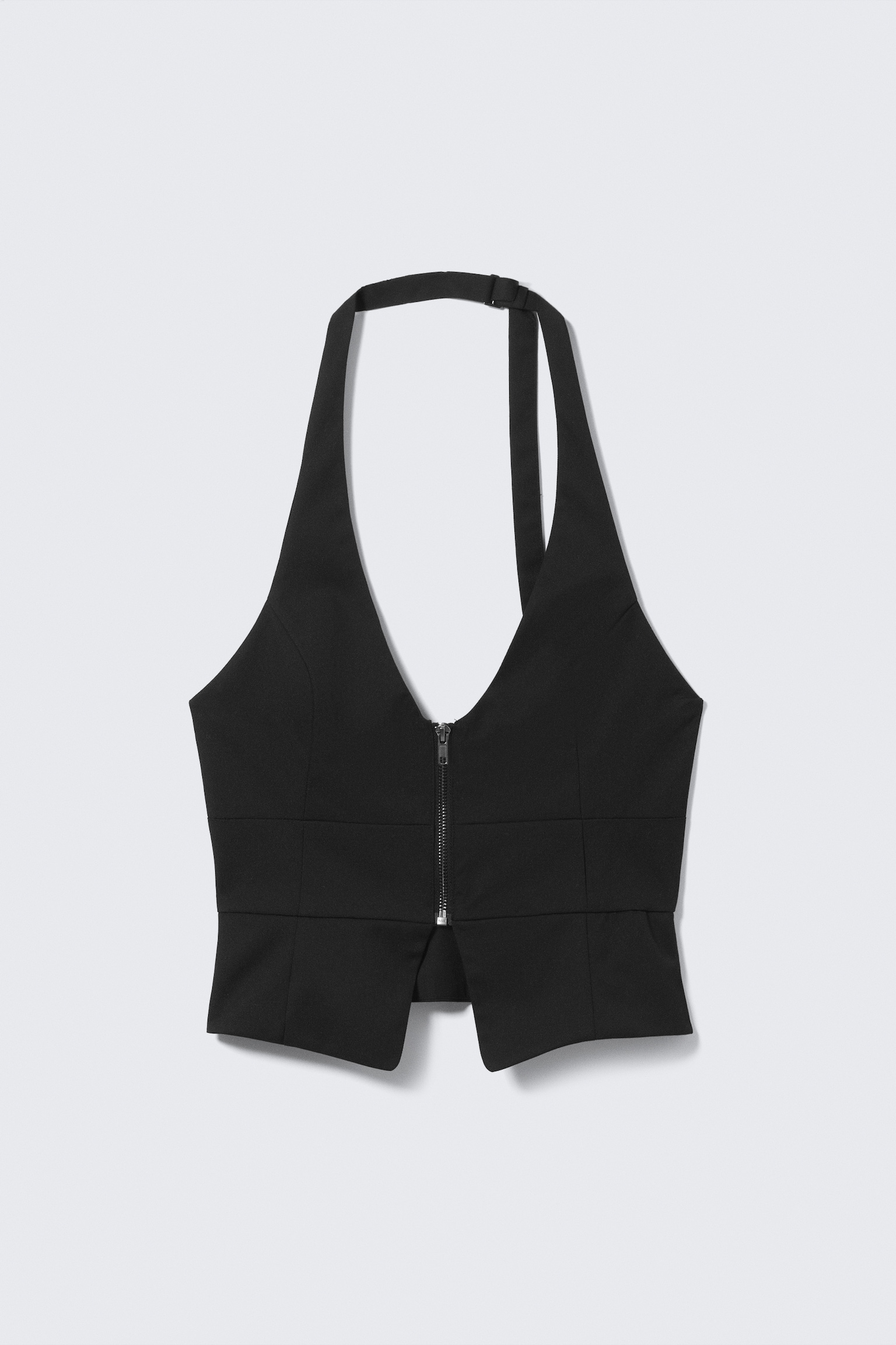 Structured Halter Zip Waistcoat - Black - 2
