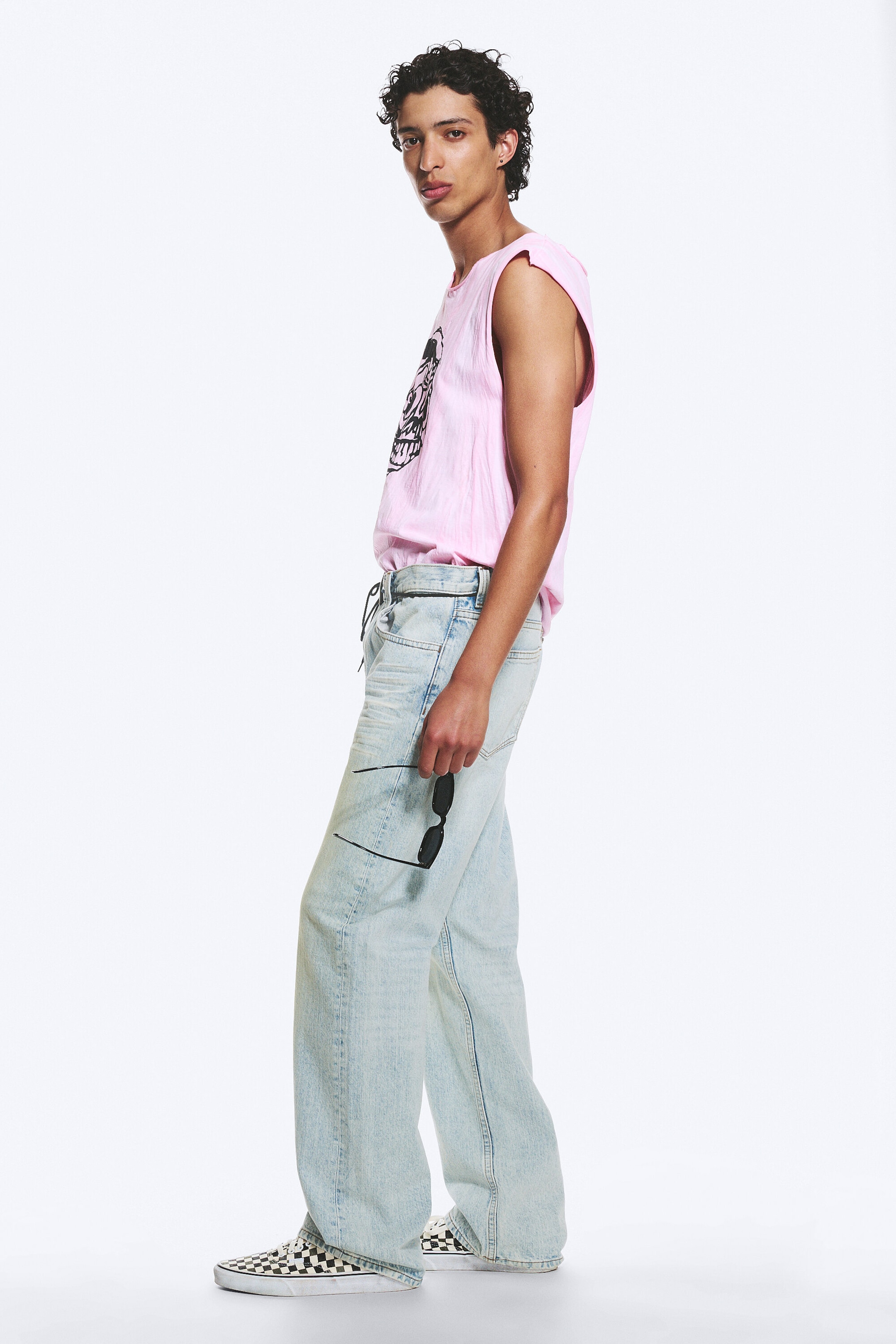 Light Blue - Anti Unisex Low Waist Regular Straight Jeans - 5