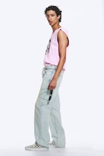 Light Blue - Anti Unisex Low Waist Regular Straight Jeans - 5