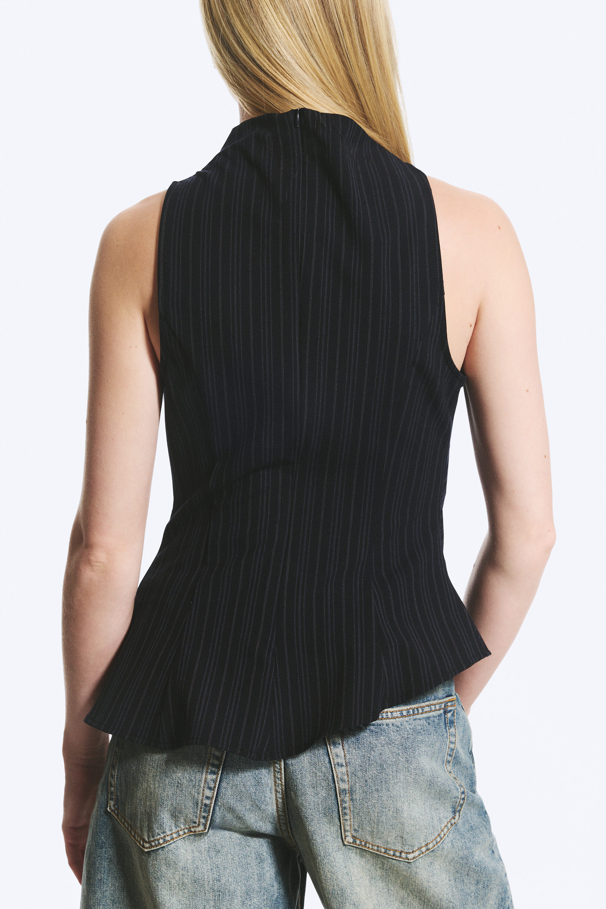 asymmetric sleeveless suiting top - Dark Blue | Weekday WW