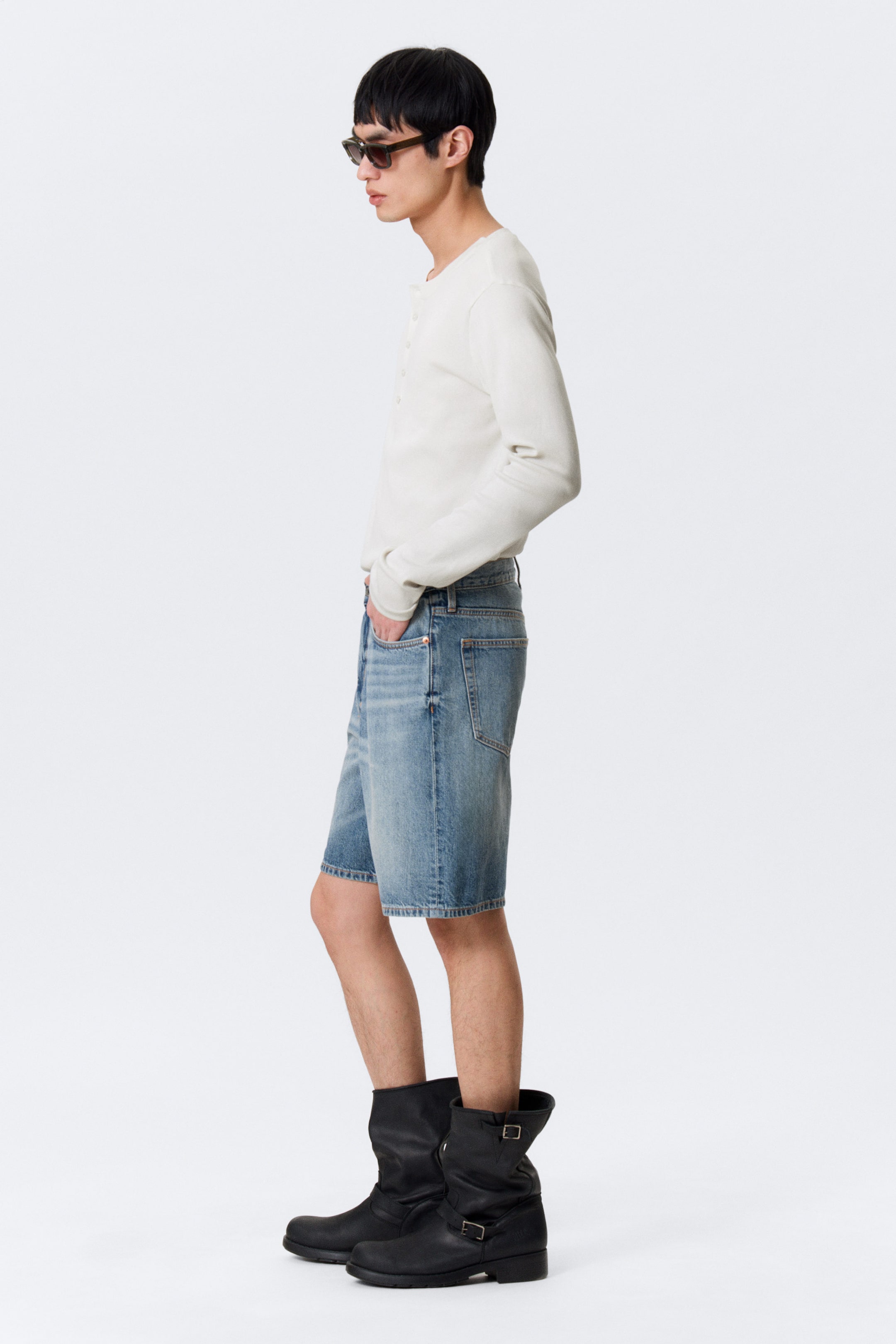 Blue Horses - Mittelblau - Galaxy Mid Waist Loose Denim Shorts - 2