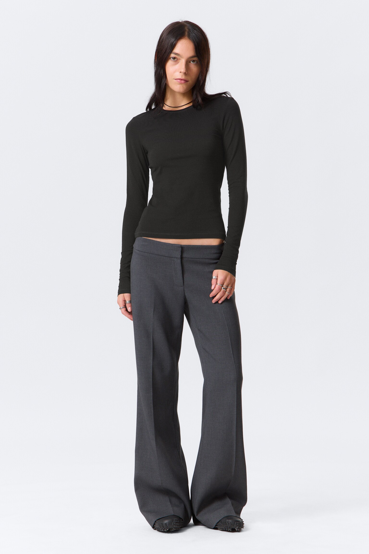 Slim Fitted Long Sleeve - Black/White/Dark Khaki Green/Dark Brown/Dark Dusty Blue/Bright Orange/Dark Red - 3