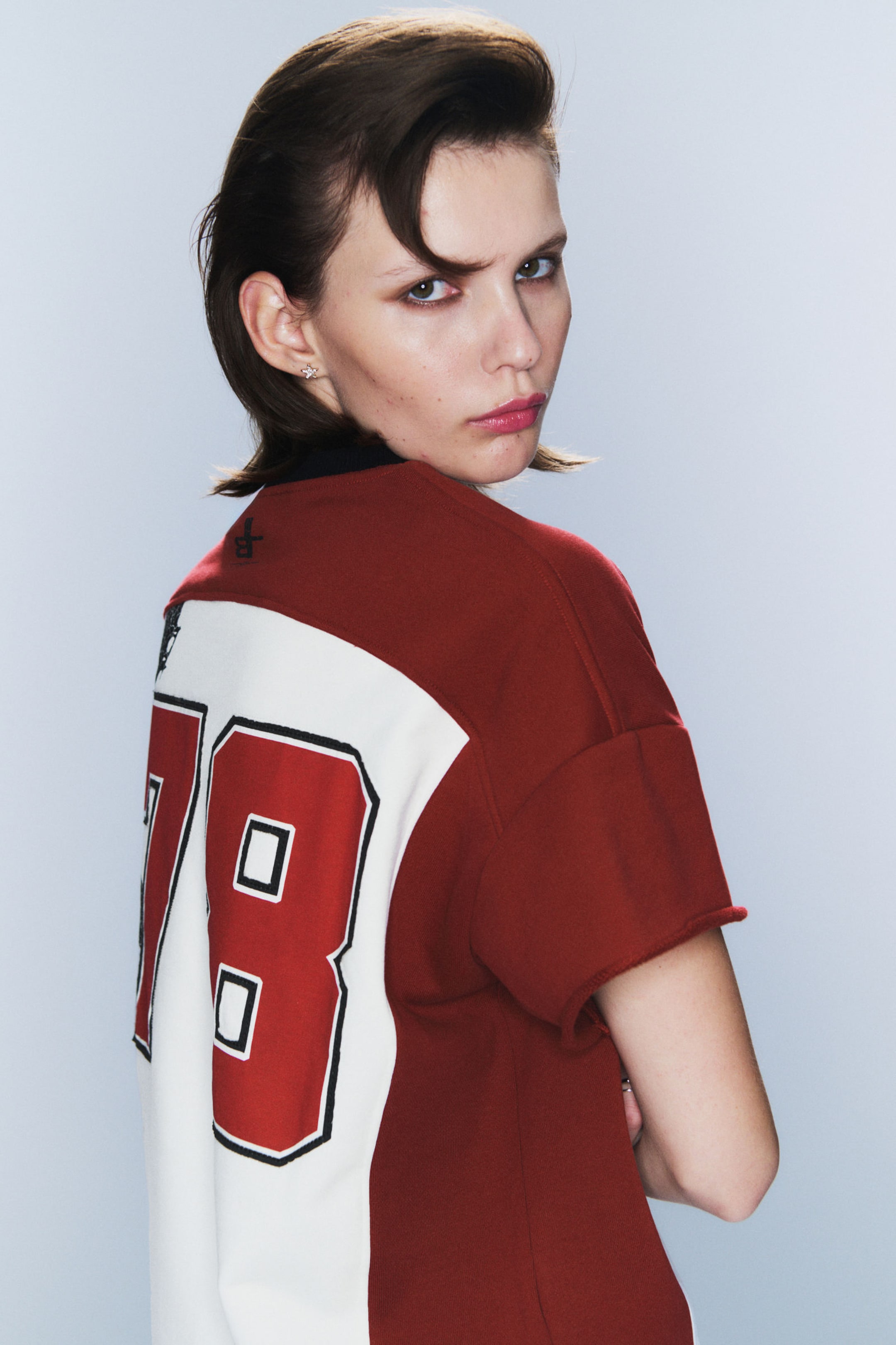 Dark Red & White - I'M A MESS - CM x LB Short-Sleeved Unisex Football T-shirt - 2