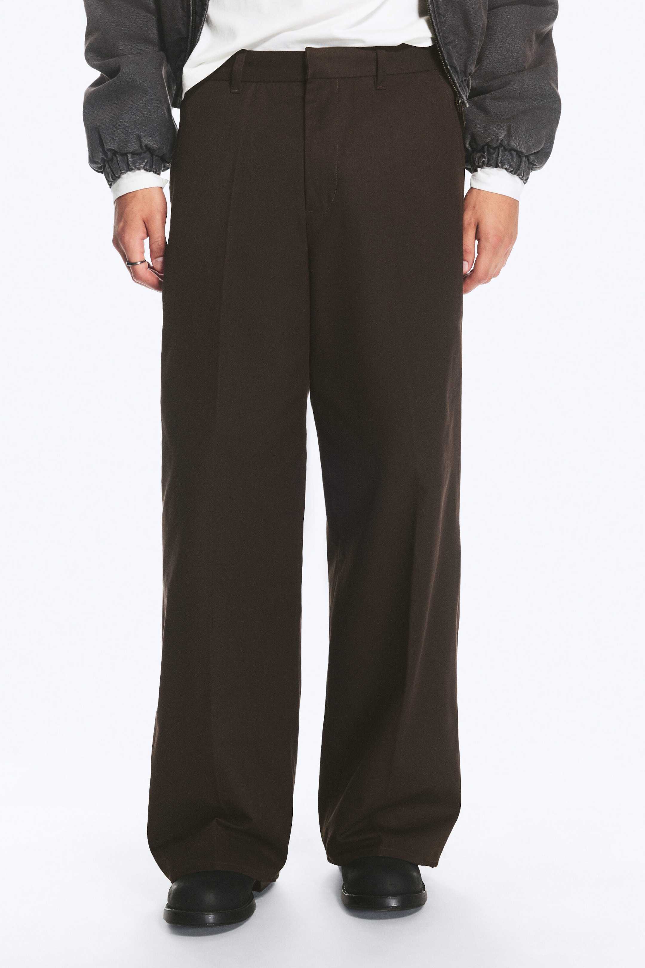 Dark Brown - Emil Loose Fit Chino Trousers - 2