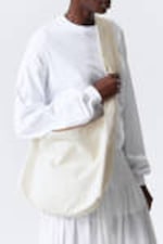 Light Beige - Soft Canvas Shoulder Bag - 0