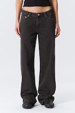 Ink Black - Black - Ample Low Rise Loose Wide Leg Jeans - 1