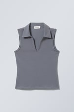 Dark Grey - Phoebe Polo Top - 0