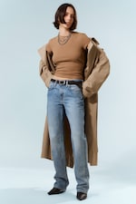 Eighteen Blue - Medium Blue - Laika Mid Rise Regular Straight Leg Jeans - 0