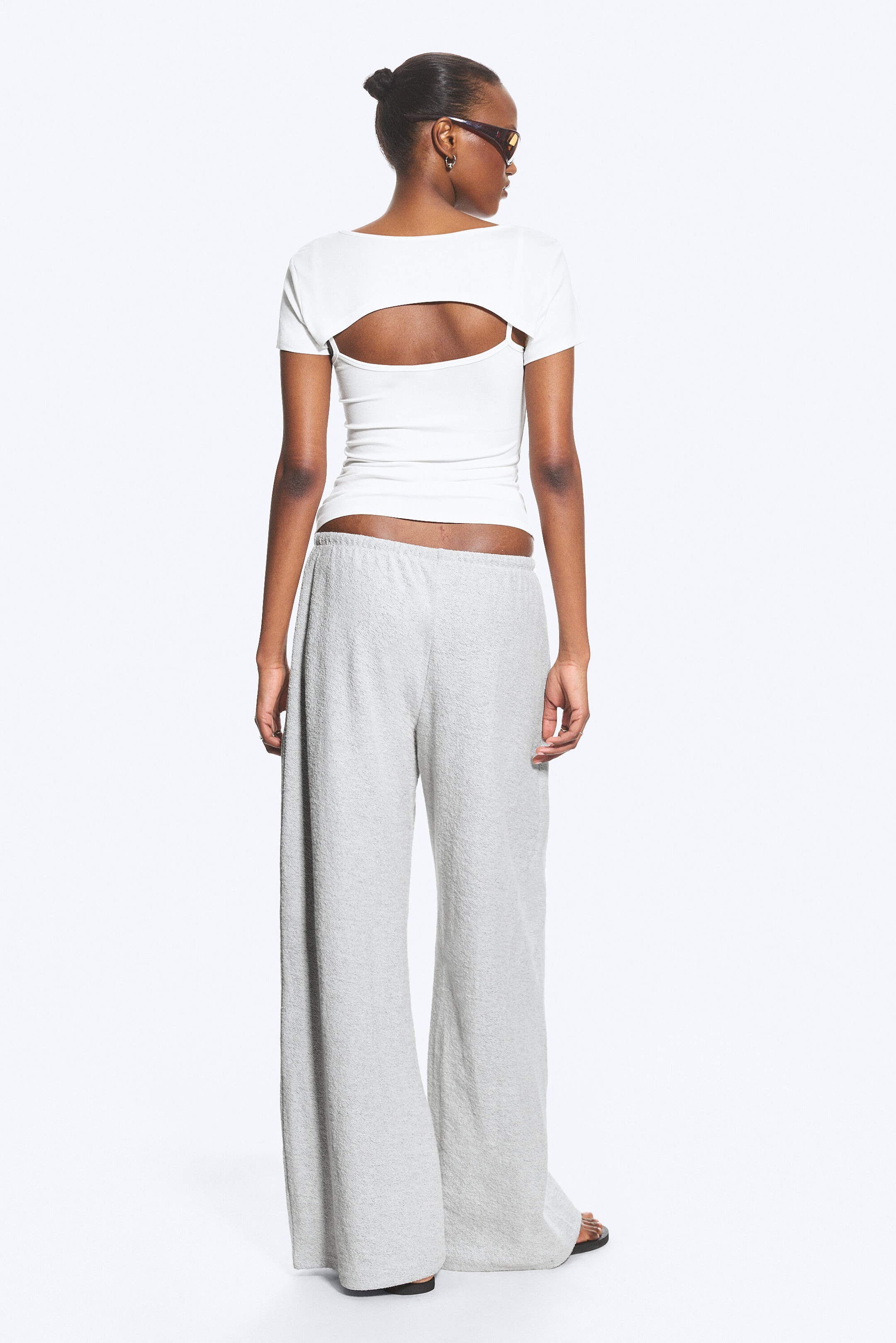 Ljus Gråmelerad - Vända Terry-byxor - 3