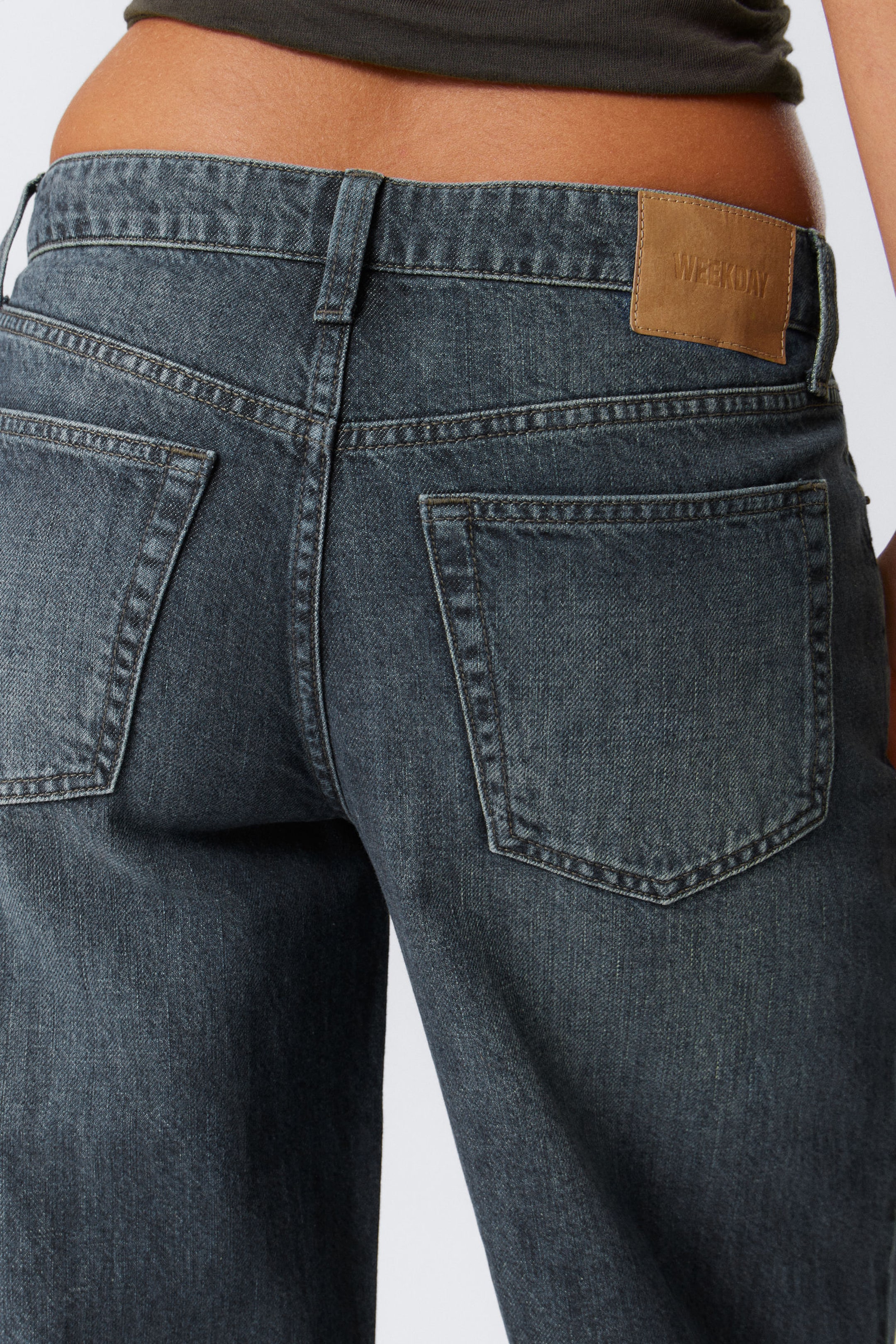 Lake Blue - Dark Blue - Ample Low Rise Loose Wide Leg Jeans - 4