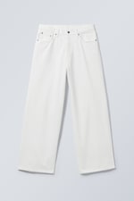 Hvit - Astro Mellomhøy Midje Løse Baggy Unisex Jeans - 0