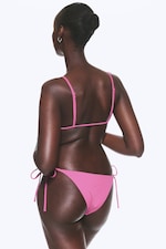 Pink - Mid Rise Brazilian Tie Bikini Bottoms - 2