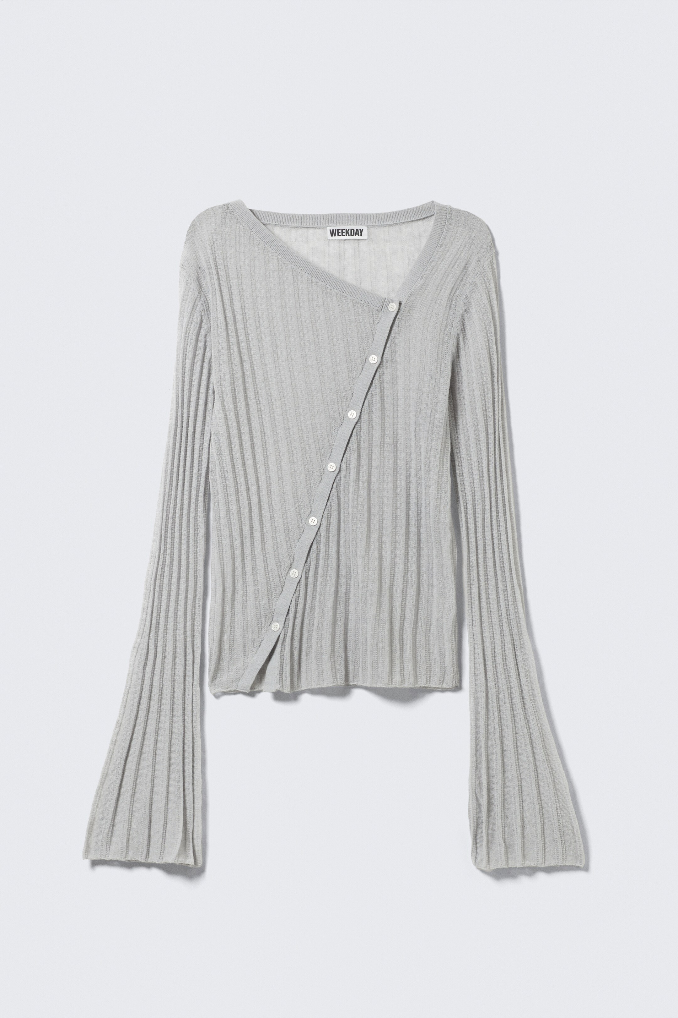 Προβολή μεγαλύτερης εικόνας: Asymmetric Linen Blend Cardigan - Ανοιχτό Γκρι - Ladies | H&M GR 5