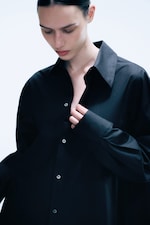 Off-black - Cross-buttoned Expand Shirt - 2