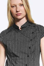 Striped Black - Asymmetric buttoned top - 2
