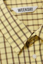 Checked Light Yellow - Oversized Checked Poplin Shirt - 4