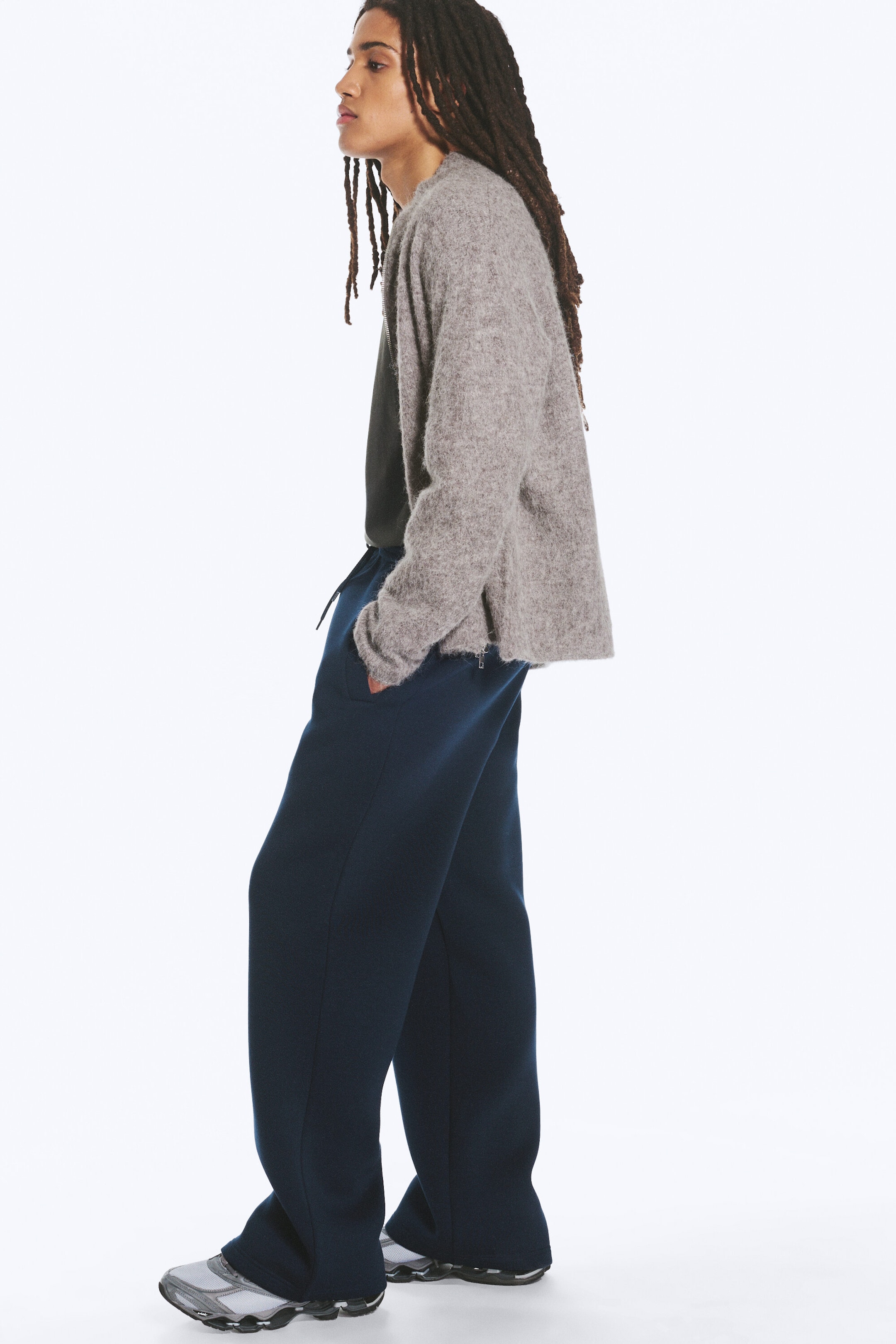 Dunkelblau - Locker geschnittene Scuba-Sweatpants - 2