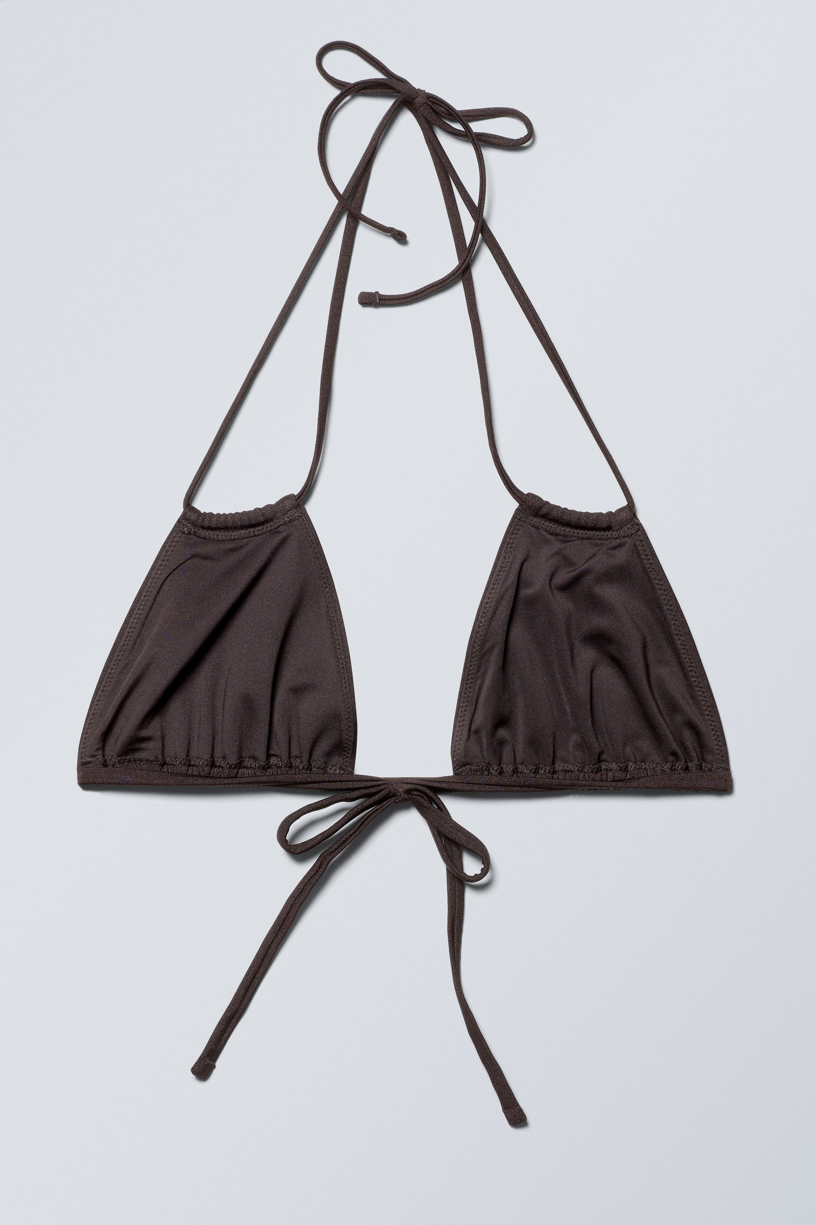 ★s/e/o★ SMOCKED DOT TRIANGLE BIKINI TOP BROWN Jenner Triangle Bikini Top Brown Spot | Princess Polly USA