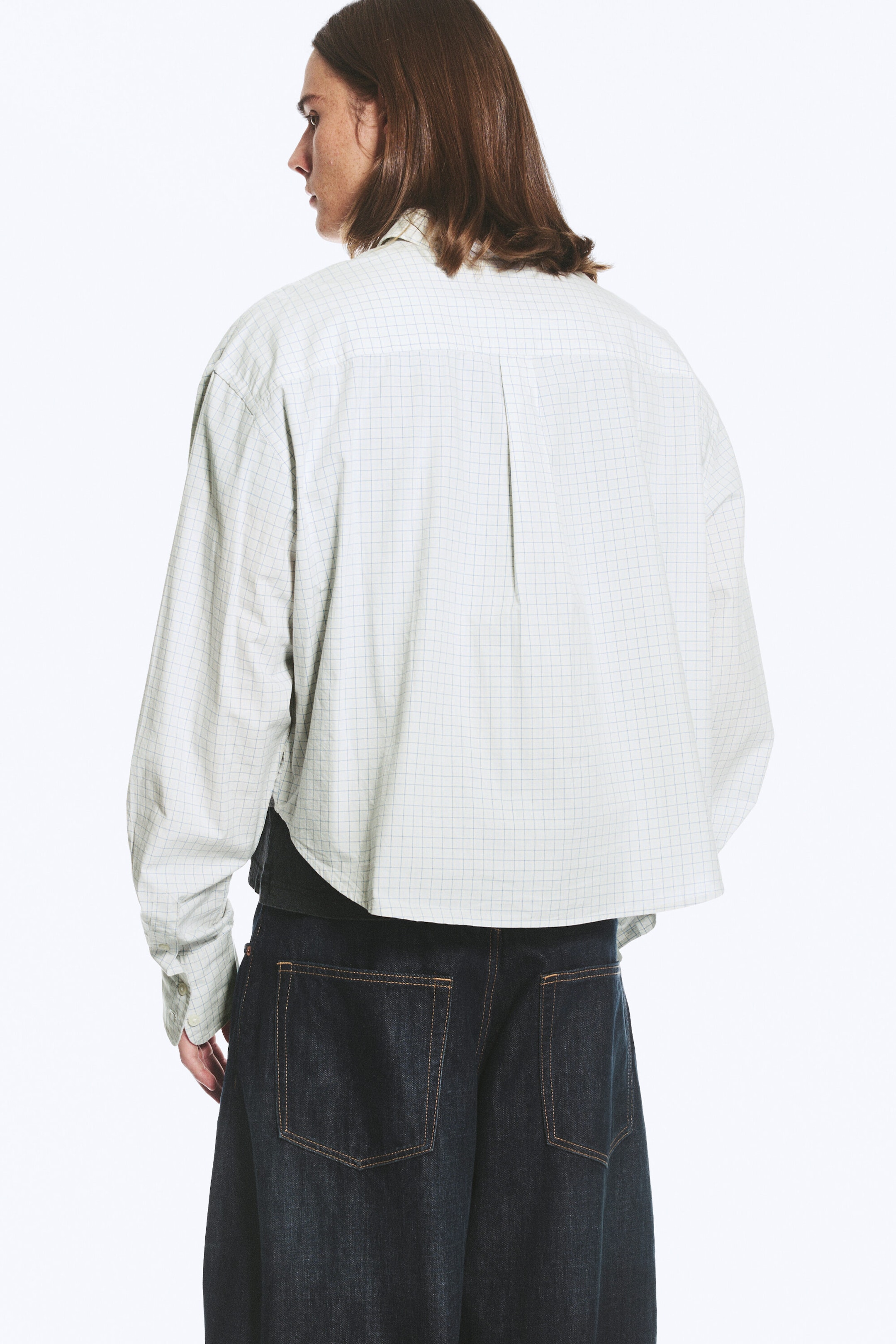Bleu à carreaux - Chemise carrée boutonnée - 2