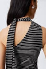 Striped Grey - Lyocell One-shoulder Tie Top - 4