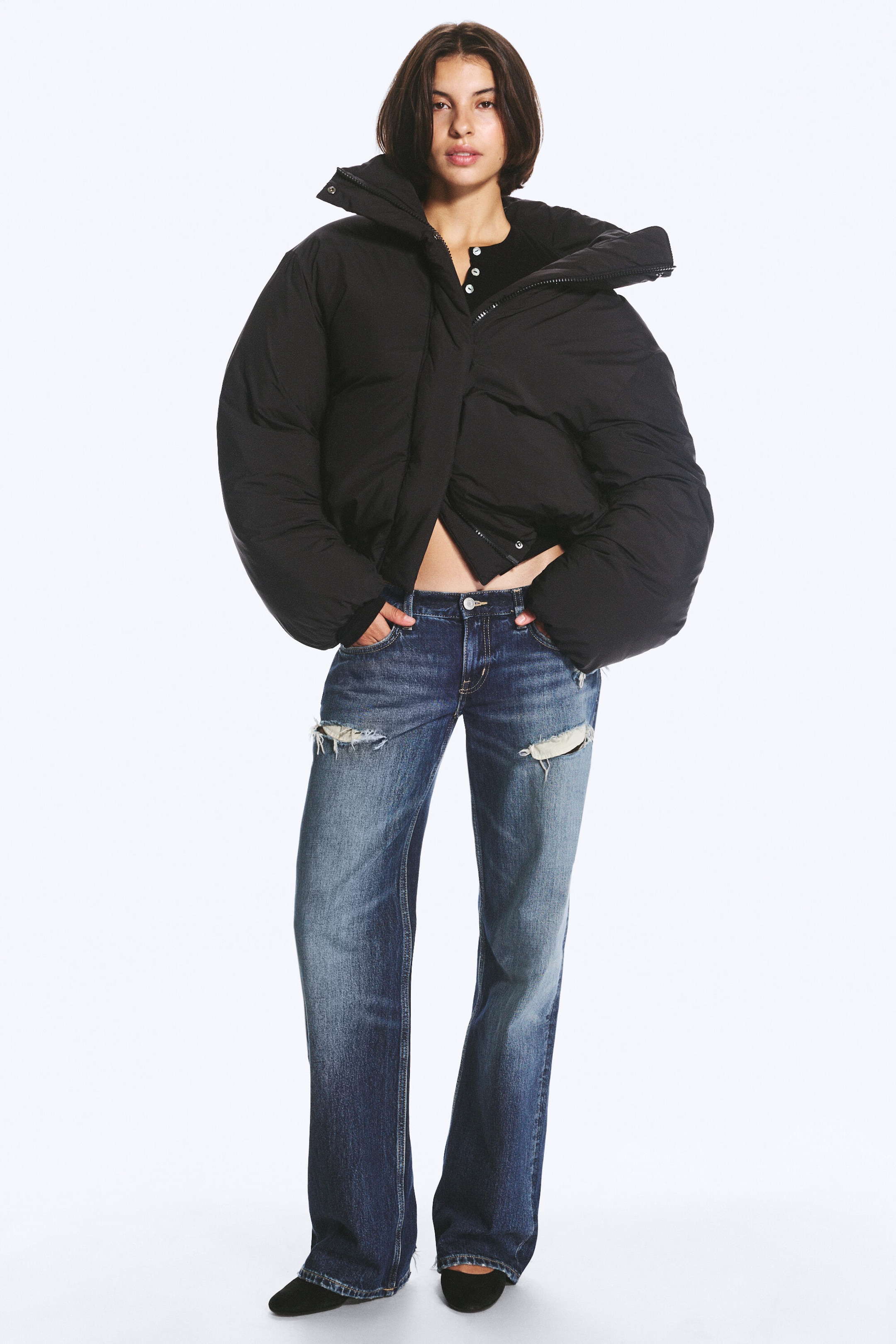 Black - Clean puffer jacket - 0