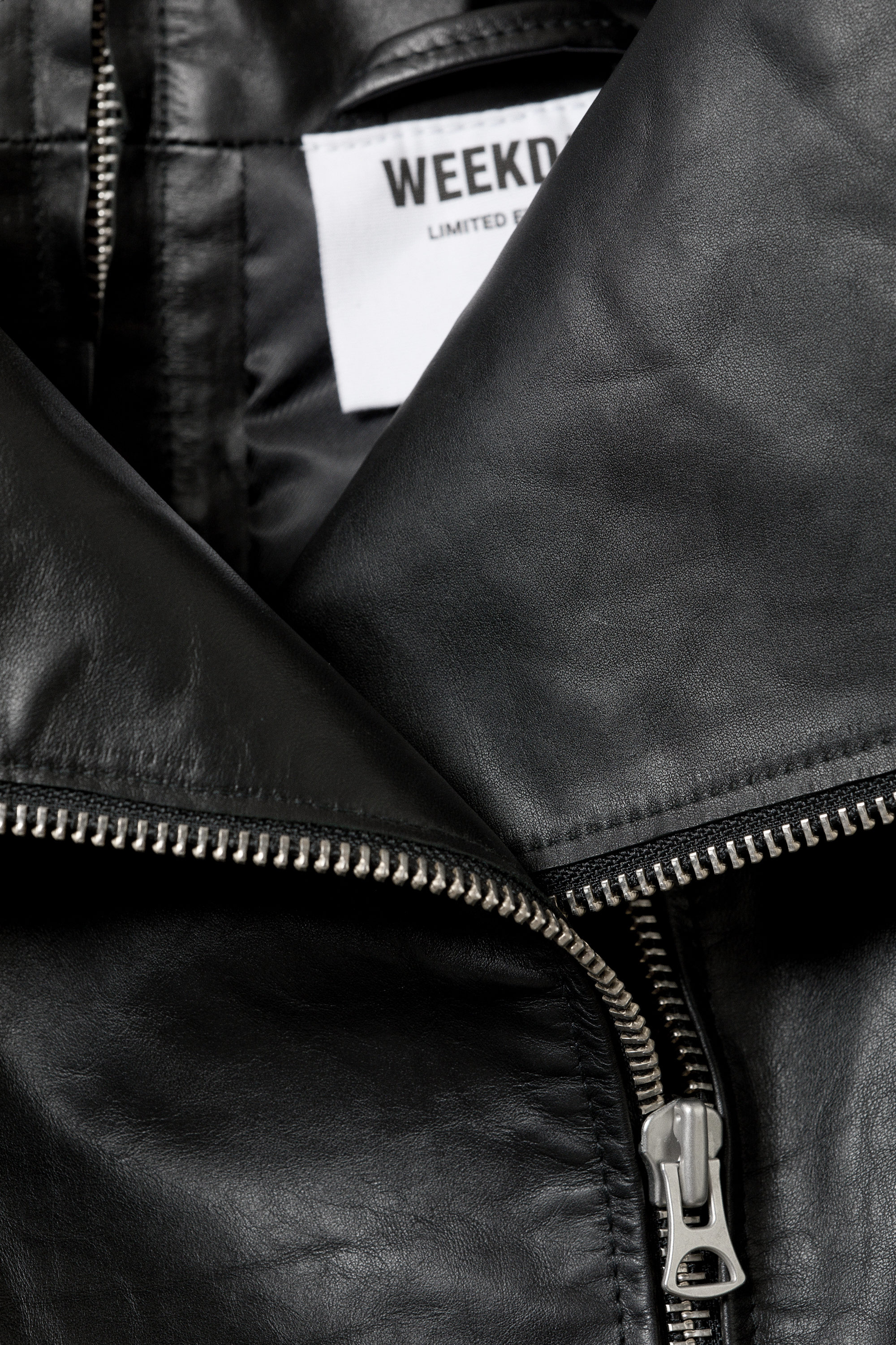 Svart - Läderjacka med hög krage - 9