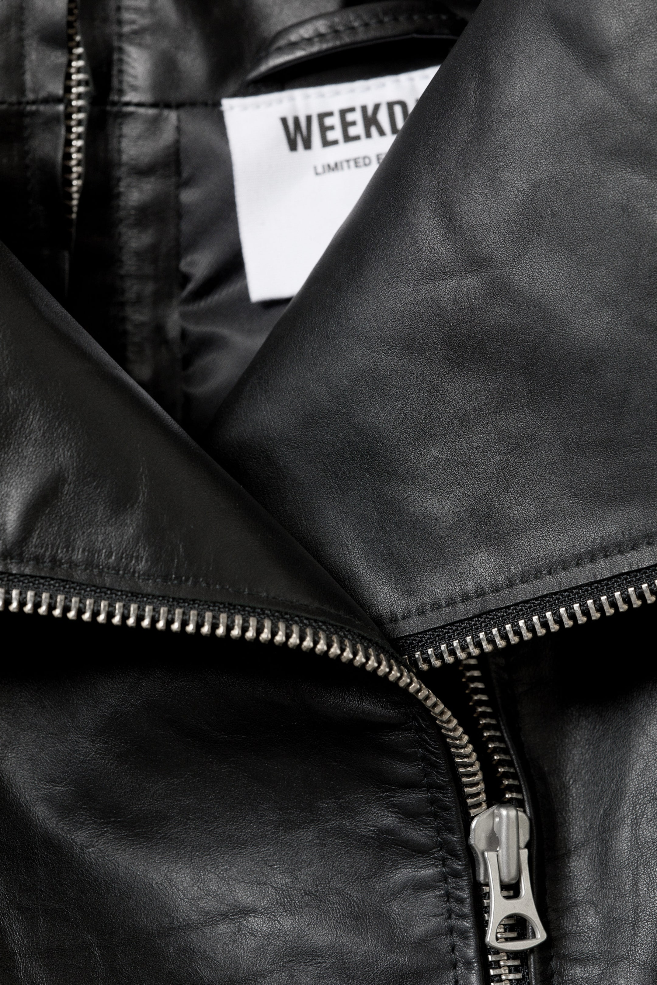 Noir - Veste en cuir à col montant - 10